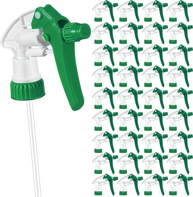 Hushee 48 Pack 28-400 Replacement Trigger Spray Nozzles Only, No Bottle, Heavy Duty Bottle Sprayer for Industrial Home Use, Fit for 32 oz, 16 oz, 8 oz Plastic and Glass Bottles (Green)