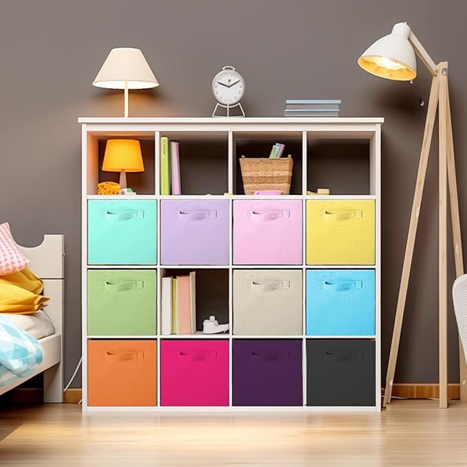 ShellKingdom Storage Bins, Foldable Fabric Storage Cubes And Cloth Organizer Drawer For Closet And Toys, 13 X 13 X 13 INCH, 2 Pack (Orange)