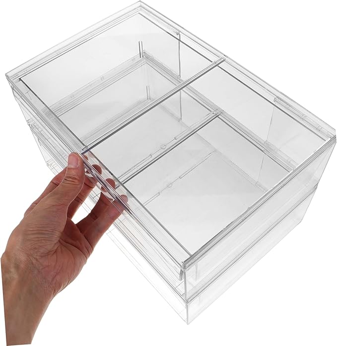OUNONA 2pcs Detachable Acrylic Cosmetic Organizer Box Drawer Stylish Desktop Storage for Makeup and Space-saving Design for Bathroom Vanity