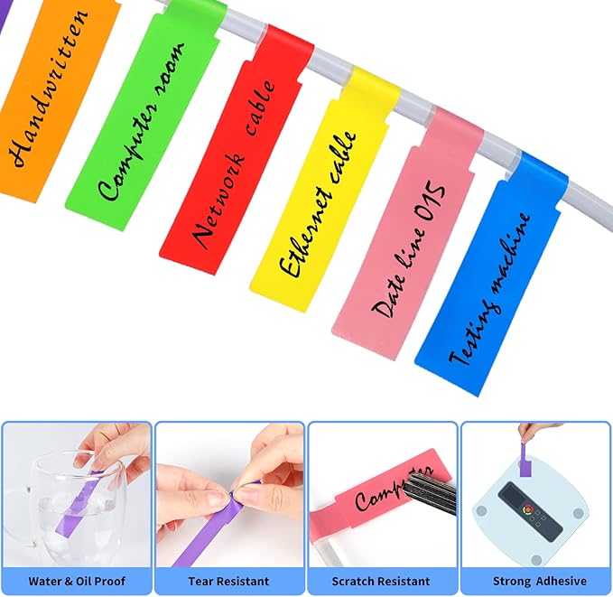 540 Cable Labels Management, Waterproof and Durable, 9 Colors & 2 Sheets, Cord Organizer Tags for Electronics, Charger Cable Organizer, Ethernet, Wire Markers