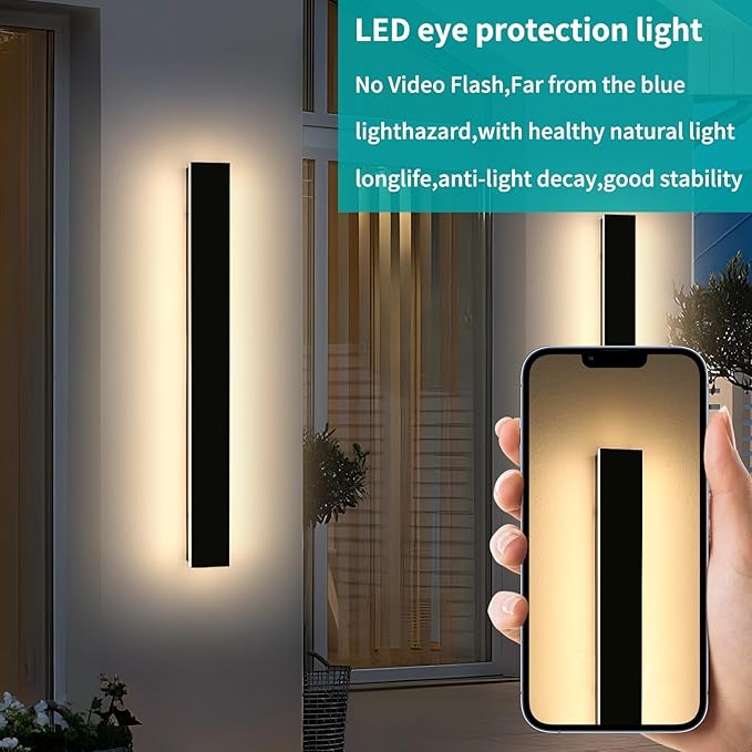 Mikeru 39inch Outdoor Wall Light Fixtures, 3000k Exterior Wall Sconces, Acrylic Invisible Exterior Wall Light for Porch Modern Outdoor Wall Mount Lighting for House Porch Patio Garage