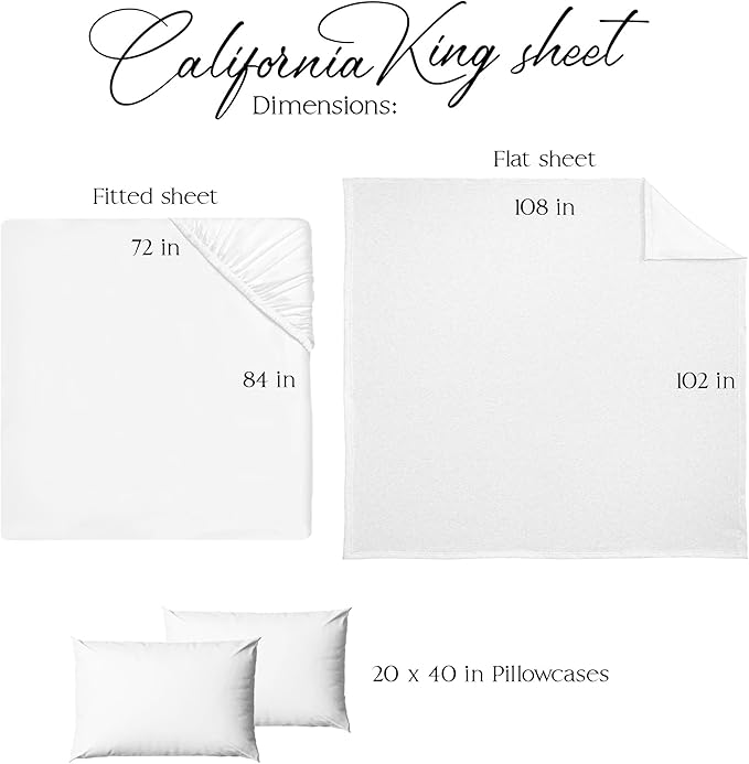 NORTHWEST Ashford Home Essentials Bedding, 4 Piece California King Size Sheet Set, Optical White
