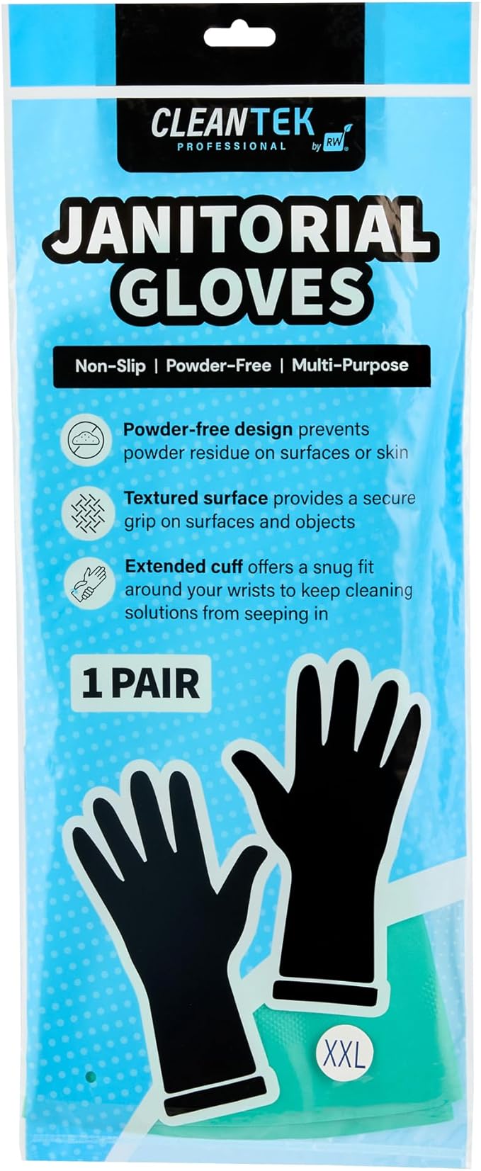 Green Cleaning Gloves 10 Pairs 15 Mil Thick XXL Heavy-Duty Nitrile Gloves With Long Cuff No-Latex Flock Lining For Use In Hospitals, Laboratories, Kitchens and Households