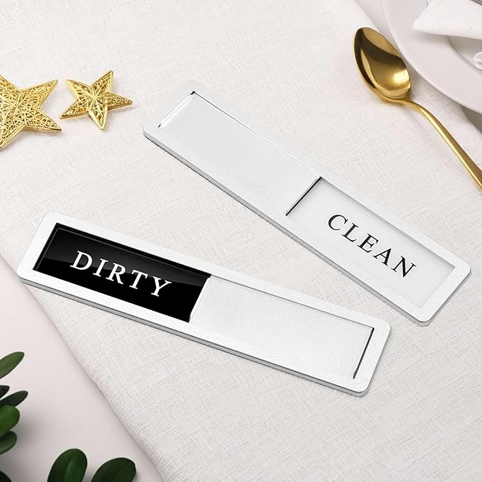 Premium Stainless Steel Dishwasher Magnet Sign - Aluminum Alloy Magnet dishwasher magnet clean dirty Dirty/Clean Dishwasher Indicator (Silver)