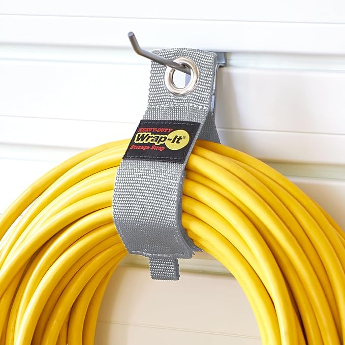 Wrap-It Storage Heavy-Duty Straps - (Assorted 12 Pack) Silver - Hook and Loop Hanging Extension Cord Organizer for Cable Management and Storage on Garage Wall, RV Gadgets and Appliances