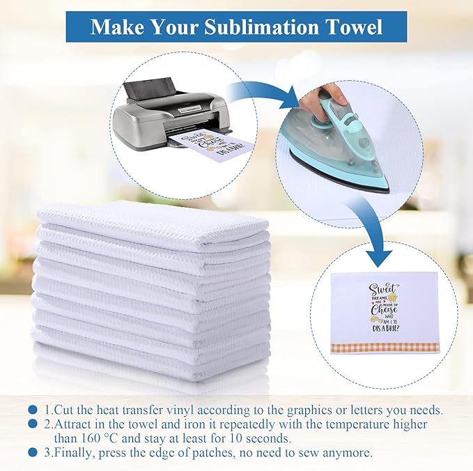Sublimation Kitchen Towel Blanks 16 x 24Inch, Microfiber Waffle Weave Sublimation Tea Towels Fast Drying Absorbent for Home Kitchen Gifts(24 Pieces)