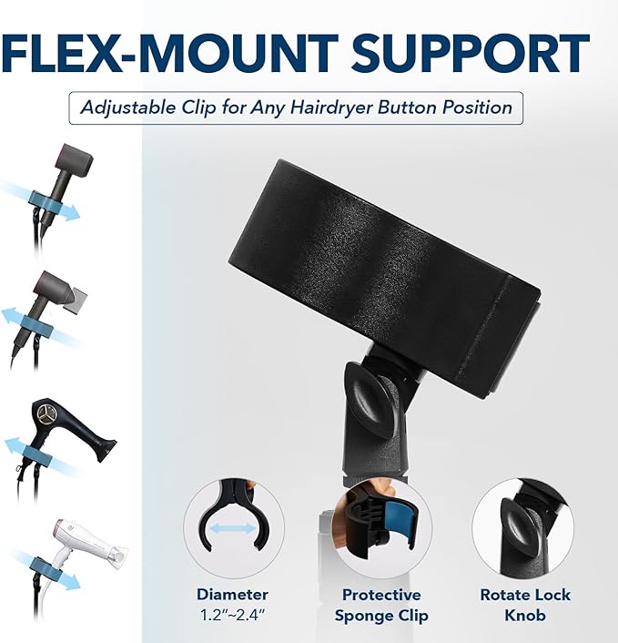 Hair Dryer Stand – Heavy Duty 26-74 Inch Adjustable Blow Dryer Holder with Non-Slip Tripod and Universal Clip – Hands Free for Frozen Shoulder, Arthritis, and Wrist Pain Relief
