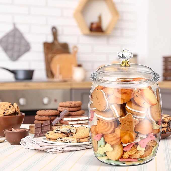 Nuogo 2.5 Gallon/320 oz Large Candy & Cookie Jar with Lid Plastic Apothecary Jars Large Food Storage Container Unbreakable Kitchen Storage for Cookie, Candy, Snack and Dried Foods DIY Gift