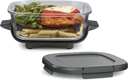Ninja 6 Cup CleanCrisp Glass Container with Leak-Proof Storage lid, Compatible with Ninja Crispi® Portable Cooking System, Microwave, Freezer & Dishwasher Safe, PFAS & PTFE Free Glass, XSKSFN6CUP