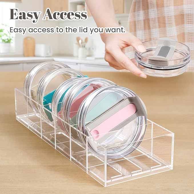 Tumbler Lid Organizer for Stanley Cup Accessories, Cabinet Pantry Kitchen Organizers and Storage Bins for Stanley 40 oz Tumbler with Handle Yeti Tumbler Lids Gifts