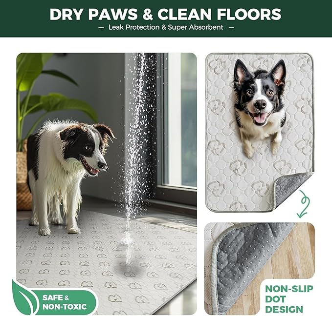 FXW Washable Pee Pads for Dogs, Puppy Pads with Super Absorbent, Specifically Designed for FXW Rollick/Homeplus 32/40/45inch 6 Panels Dog Playpen, 43" x 71" Rectangle, Khaki, 2 Packs