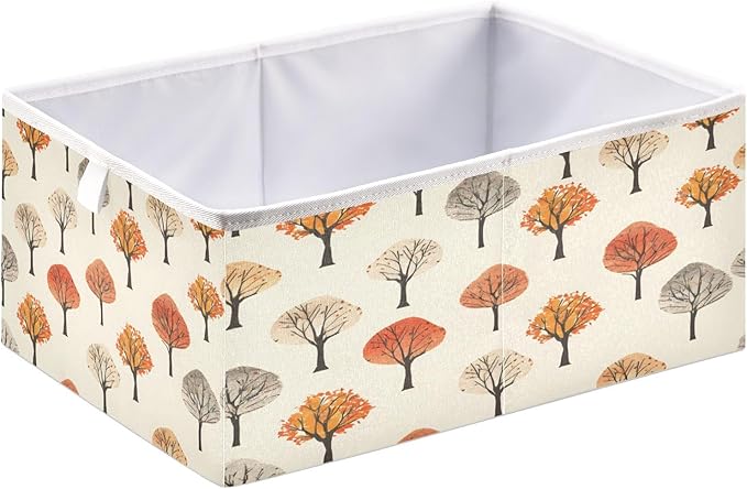 Bolaz Autumn Trees Pattern Closet Organizers Storage Cubes Storage Bins Shelf Baskets Containers for Home Room Office,Square