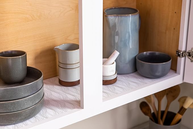 Smooth Top EasyLiner for Cabinets & Drawers - Easy to Install & Cut to Fit - Shelf Paper & Drawer Liner Non Adhesive - Non Slip Shelf Liner - 12in. x 10ft. - 6 Roll Project Pack - Taupe Svelte