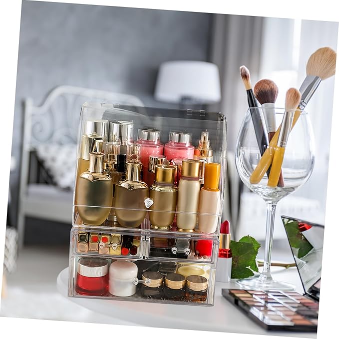 Acrylic Cosmetic Storage Box Lids Desktop Makeup Organizer Tabletop Storage Case
