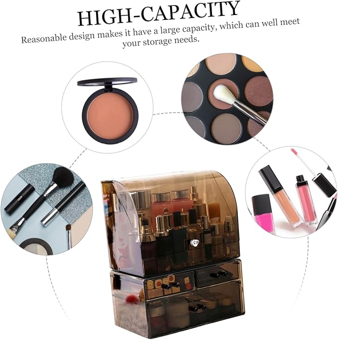 PartyKindom Acrylic Transparent Cosmetic Storage Box Lid Top Makeup Organizer for Vanity and Desktop Convenient Space-saving Design for Tidy Storage