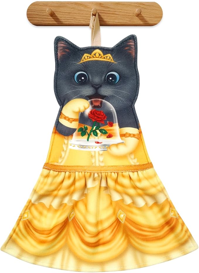 PAT JUUMG Cat Hand Towels, Cute Decorative Hanging Face Towels for Bathroom Kitchen, Super Absorbent Soft, Cat Lovers Gifts for Women, Housewarming for People Who Love Cats