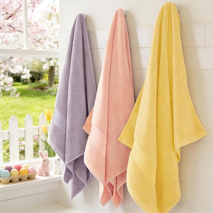 COZYART Lavender Oversized Bath Sheet for Bathroom 35x70 100% Cotton Body Shower Towel Soft Absorbent Durable 650 GSM Extra Large Towels for Daily Use