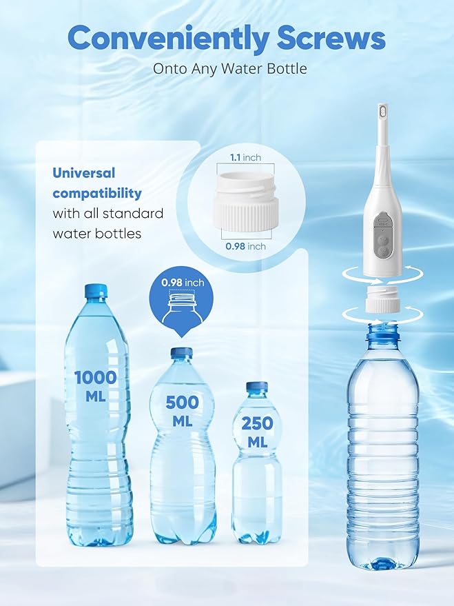 Portable Bidet for Travel – Electric Peri Bottle with Dual Spray Modes, 360° Nozzle, Water Bottle Adapter, USB Rechargeable, Waterproof, Travel Bidet for Postpartum & Personal Hygiene