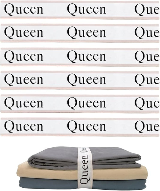 6 Pieces Bed Sheet Organizer Bands, Sheet Organizers and Storage Label Bands, Sheets Organizer for Closet, Sheet Label for Bedding, Sheet Keepers Linen Labels Bedding Bands (Pink, 6Pcs Queen)