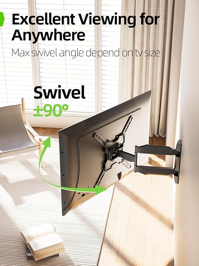USX MOUNT UL Listed TV Wall Mount for Most 26-60 Inch TVs, Wall Mount TV Brackets with Swivel, Tilt, Rotating, Center Corner Design on Single Stud, Up to 77 lbs Max VESA 400x400mm