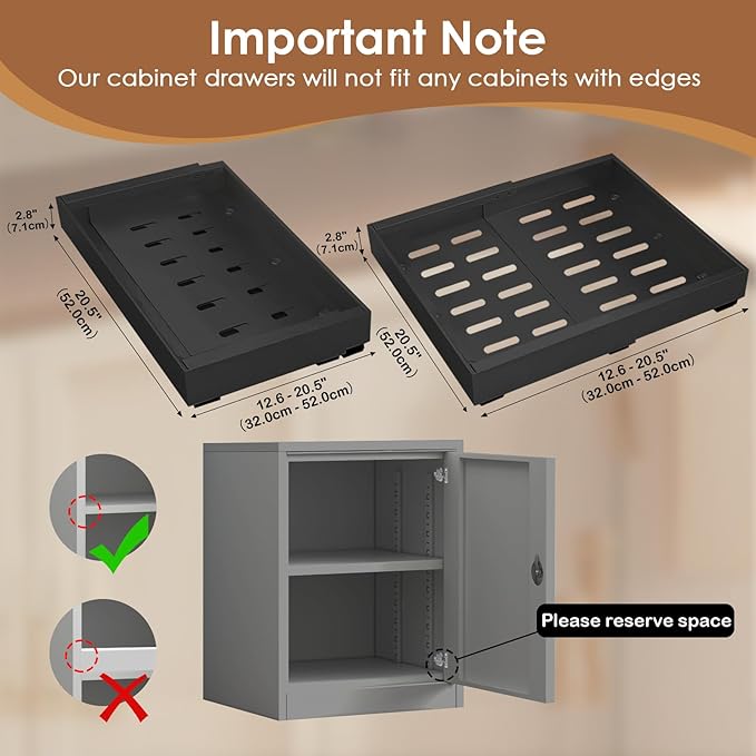 2 Pack Expandable Pull Out Cabinet Organizer, 21" Deep Expandable (12.6" - 20.5") 3 Heavy Duty Slide Drawers Pull Out Drawers for Kitchen Storage Cabinet (Black)