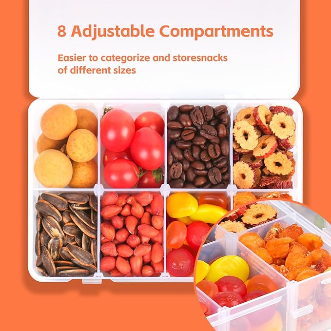AQSXO 16 Pcs Snack Box Container, 8 Compartments Snack Containers Reusable Meal Prep Lunch Containers.