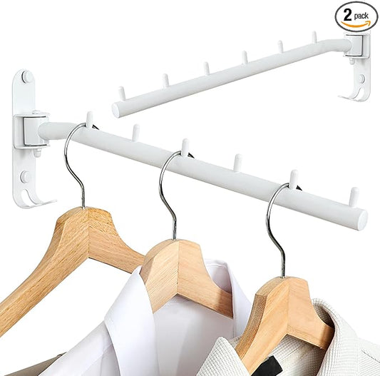 Alise Wall Mounted Drying Rack,Swivel Clothes Drying Rack Stainless Steel,Space Saving Clothes Hanger Rack,Heavty Duty Clothes Wall Drying Rack for Laundry Closet Bedroom/Bathroom,White,2 Pack