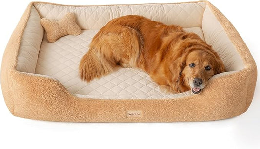 Self-Warming Orthopedic Dog Beds Large Sized Dogs - Memory Foam for Joint Pain & Arthritis, Big Dog Couch w/Washable Removable Cover & Waterproof Liner, Pet Bed w/Raised Bolster & Non-Slip Base