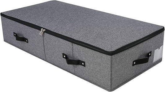 AMJ Extra Length Under Bed Storage Organization Containers for Shoes, Clothing, Bedding, 35.5 x 16.5 x 7“, Black Gray