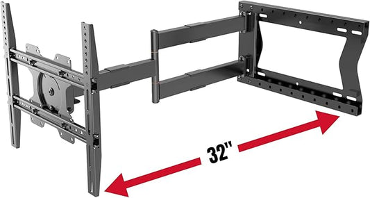 Physix 2080 Long Arm TV Wall Mount for 32-75'' Screens, Extension 32'', Heavy-Duty Max 88 lbs - Full Motion, Tilting & Swiveling, Max VESA 400x400