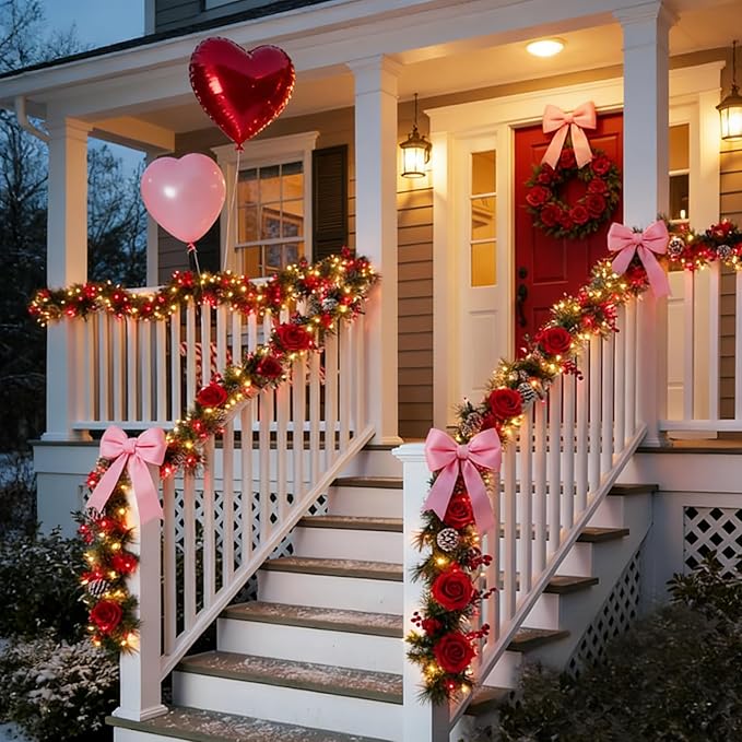 LAMPHOME Red Warm Valentine's String Lights Indoor Outdoor Waterproof,Expandable 21.6 Ft 100 LED Christmas Fairy Light Valentine's Day Garland Party Patio Bedroom Xmas Tree Galentine's Day Decoration
