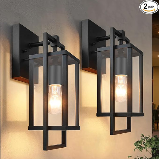 ALVIME Outdoor Wall Lights, Exterior Light Fixture, Waterproof Exterior Wall Sconce, Porch Outside Lights for House, Entryway, Front Door, Backyard, Patio, Garage, E26 Base&High Strength Clear Glass