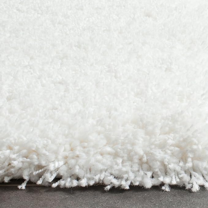 SAFAVIEH Santa Monica Shag Collection 3' x 5' White SGN725 Solid Non-Shedding Living Room Bedroom Dining Room Entryway Plush 2-inch Thick Area Rug