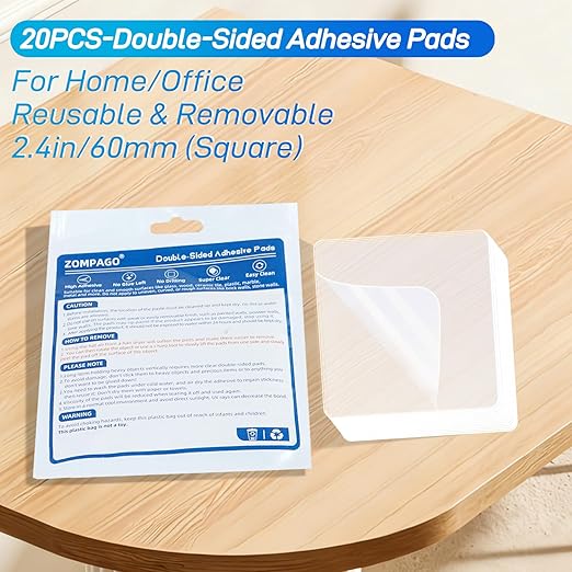 20PCS Premium Double Sided Mounting Squares Clear Tape,Heavy Duty Adhesive Pads for Pictures,Poster Hanging Strips - Strong Sticky Tack,Waterproof Adhesive for Shower,Wall Patch,Sticky Pads