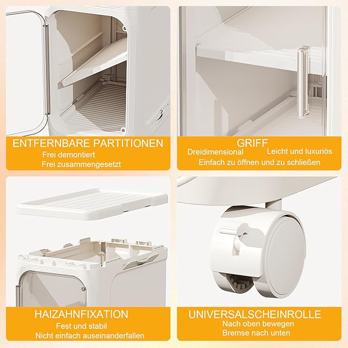 5-Tier Slim Tall Bathroom Cabinet, Plastic Tall Narrow Cabinet with Doors and Shelves, Floorstanding Skinny Cabinets with Wheels, Corner Bathroom Organizer for Small Space