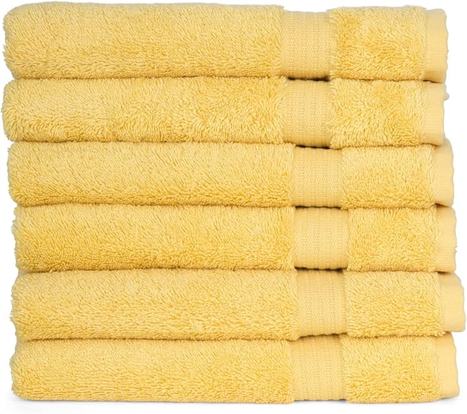TowelSelections Soft and Absorbent Towels Cotton for Bathroom Hotel Shower Spa Gym, 6 Hand Towels Sunshine