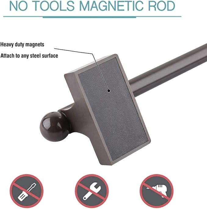 WL.Rocaille 1/2" Multi-Use Adjustable Appliance Magnetic Rod Extends from 9 inch to 16 inch Magnetic Curtain Rod Stick on Metal Doors, Brown, 4 Pack