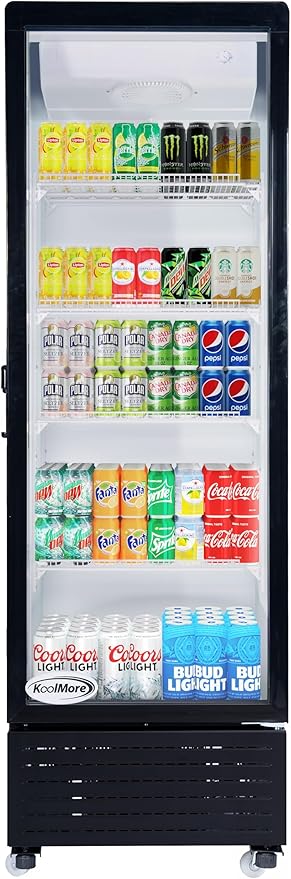 KoolMore 23 in. One Glass Door Commercial Display Merchandiser Refrigerator Cooler in Black, ETL Listed, 10 cu. ft. (KM-MDR-1GD-10C)
