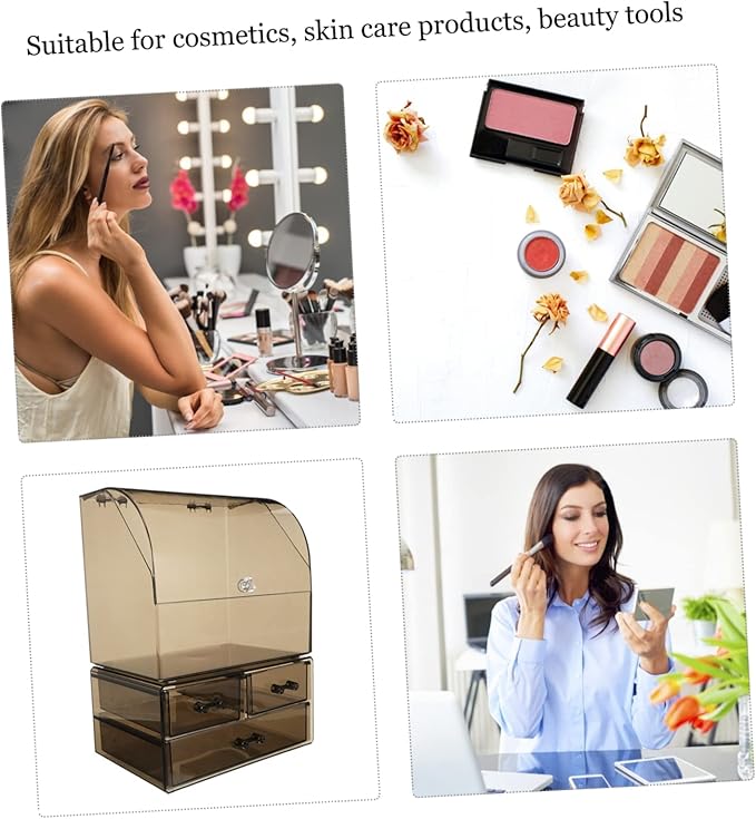 Acrylic Desktop Storage Box Cover Transparent Makeup Organizer for Cosmetics Jewelry and Office Supplies Durable and Stylish Drawer-type Storage