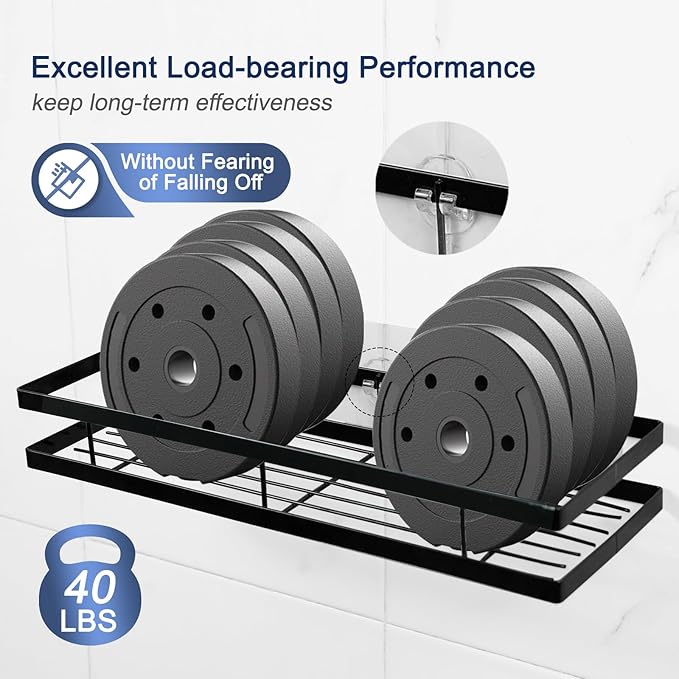 Shower Caddy Adhesive Replacement, 2 Pack Strong Adhesive Show-er Hooks, Water-Proof Shower Adhesive Strips, No Drilling for Show-er Caddy, Bathroom Storage Shelves and Kitchen Racks