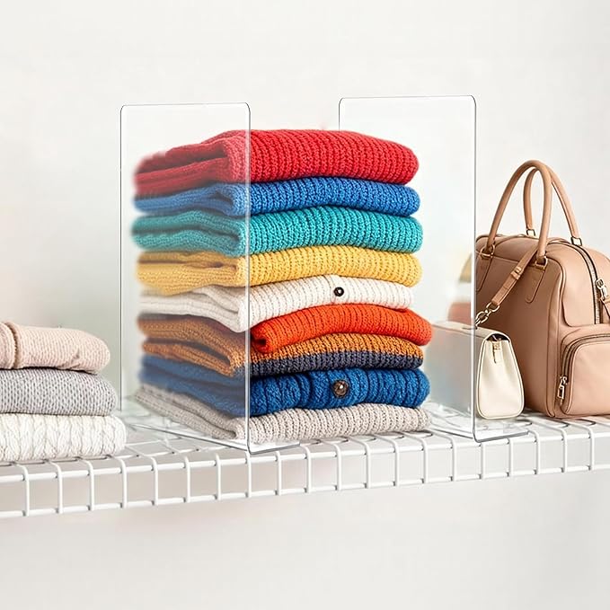 18 Pack Shelf Dividers for Closet Organization, 11.8''×9.8'' Deep Acrylic Clear Vertical Shelves Separators for Home Organization Enthusiasts