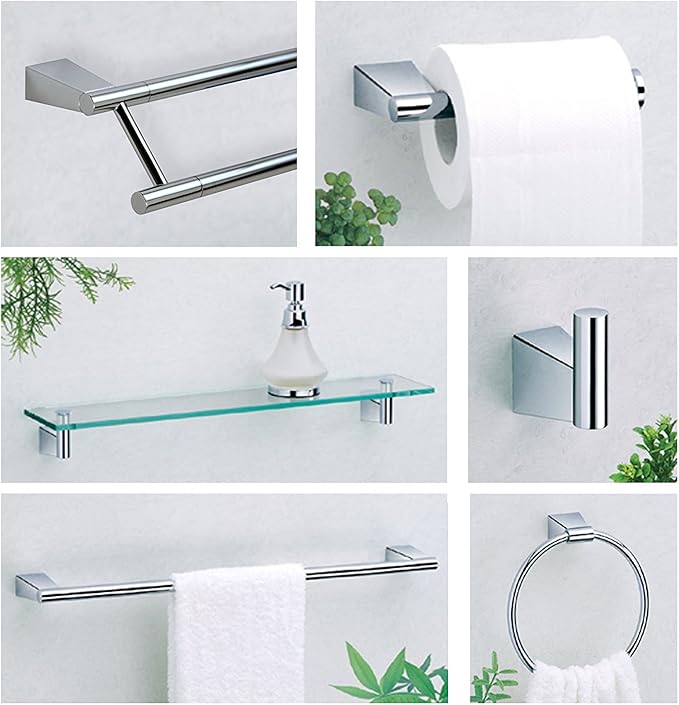 Gatco 4716 Bleu Glass Shelf, Chrome/Wall Mounted 20.13" X 4.30" Tempered Glass/Floating Rectangle Glass Shelf for Bathroom