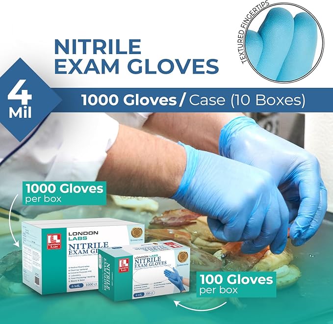 Nitrile Exam Gloves, 4 Mil Thick Chemo-Rated Disposable Gloves, Latex-Free & Powder-Free