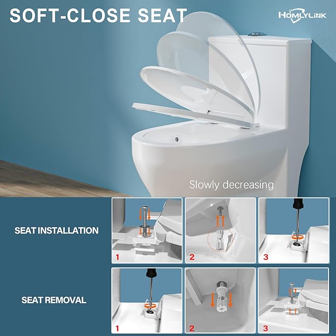 19 Inch Compact Modern Tall Toilet for Seniors,Tornado Flush One Piece ADA High Skirt Toilet for Small Bathroom Space, Dual Flush 1.0/1.28 GPF, Comfort Bowl Heigh 18 Inch,12" Rough-in, White