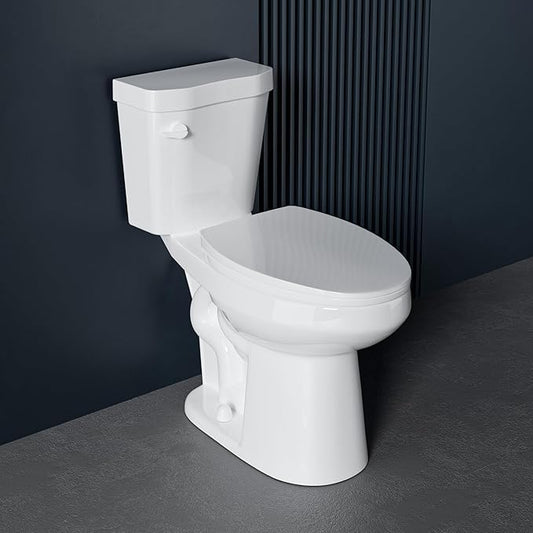 Elongated Tall Toilet 19 Inch for Bathroom 1.28 GPF Tornado Single Flush - Two Piece Comfort ADA High Toilet for Seniors, 19 Inch Bowl Height 20 Inch Seat Height, 12" Rough In, White