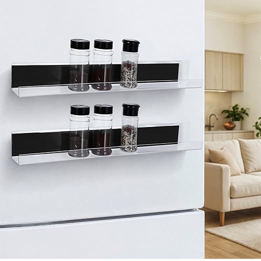 2 Pack Clear Magnetic Book Shelf for Whiteboard – Reusable Acrylic Display Shelf with Strong Magnets, Holds 8.8lbs, No Drilling Needed for Learning Places, Office, Fridge (17” x 2.2” x 2.2”)
