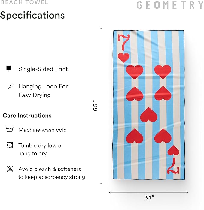 Micro-Loop Beach Towel – Spring & Summer Collection – Quick-Dry, Sand-Resistant, Ultra-Absorbent Compact Towel for Beach & Travel (Lucky Play)