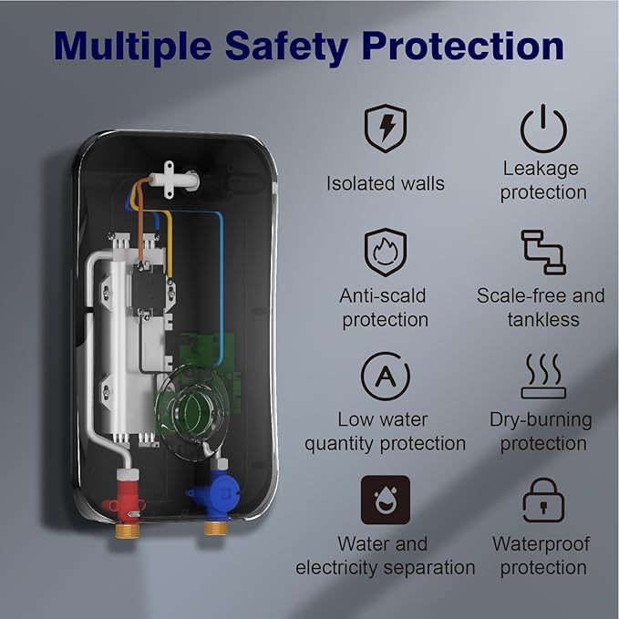 Ranein Electric Tankless Water Heater, 11Kw 240v, On Demand Instant Water Heater with CSA Certification, IPX4 Waterproof, LED Display, Self Modulating Energy Saving, Ideal 1-2 Point of Use