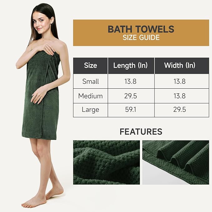 REDKISS 6-Piece Bath Towel Set - 2 Washcloths, 2 Hand Towels, 2 Bath Towels — Ultra-Fiber Coral Fleece, Super Absorbent, No Lint & No Fading — Perfect for Bathroom, Spa, Gym — Family -Olive Green