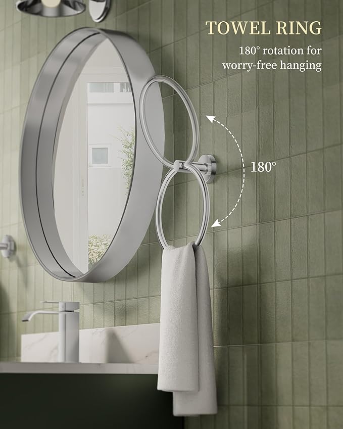 Bathroom Hardware Accessories Set 5 Pieces Polished Chrome 24" SUS 304 Stainless Steel Bath Double Towel Holder Bar Set Towel Rack Combination Wall Mounted for Kitchen, Laundry, Bedroom